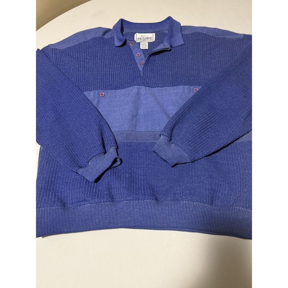 Vintage HUK A POO Long Sleeve Waffle Knit sweater shirt half button Henley sz XL